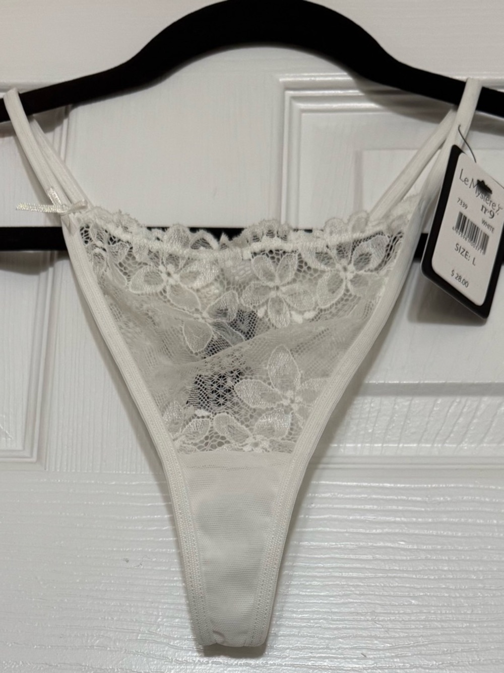 NWT Le Mystere White Lace Thong - Women’s Intimates Size L